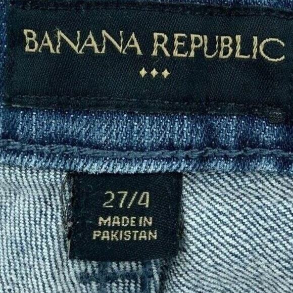 Banana Republic Short Women Size 4/27 Midi Cuffed Hem Whiskers Denim - Picture 7 of 8